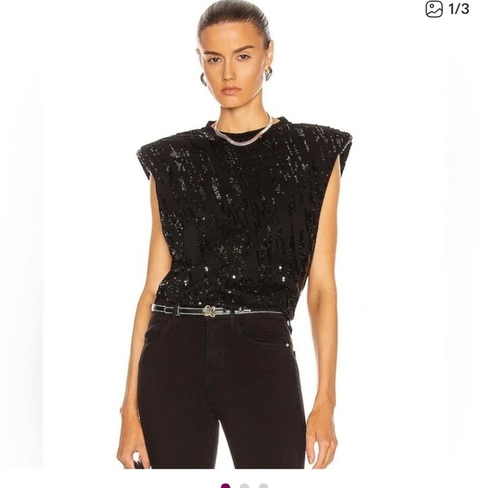 Retrofete Nila Black Sequin Blouse Size Small NWT Sleeveless